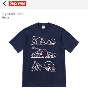 Supreme system tee navy Small